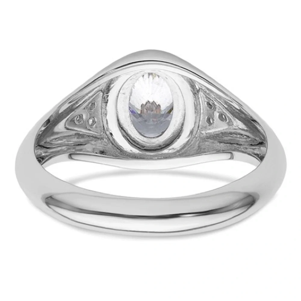 IBGoodman 14K White Gold Lab Grown Diamond Oval Men’s Ring –Modern Luxury